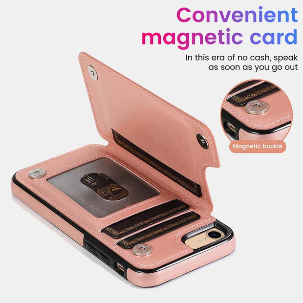 Leather Wallet Phone Case with Card Holder ID Window Compatible with iPhone Samsung
