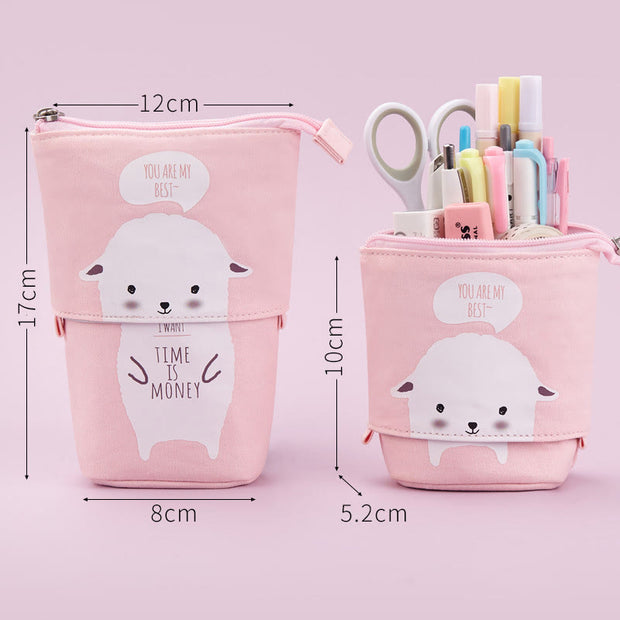 Cute Cat Pattern Appealable Canvas Daily Pencil Case Storage Bag
