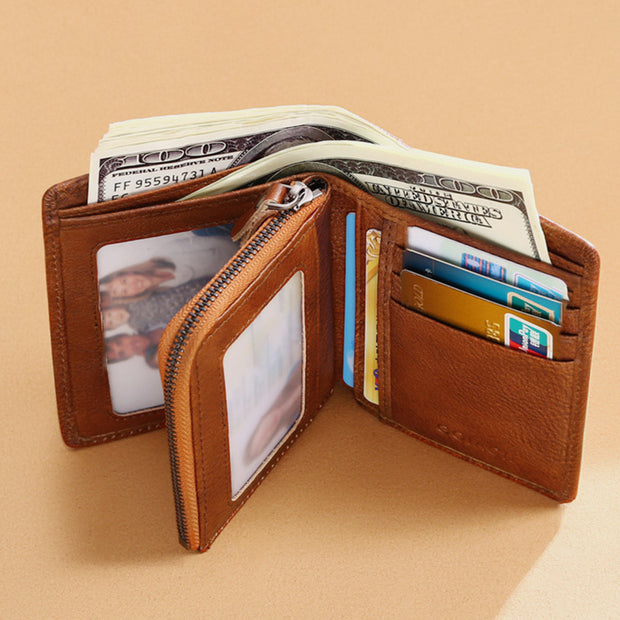 RFID Anti-Theft Leather Retro Wallet