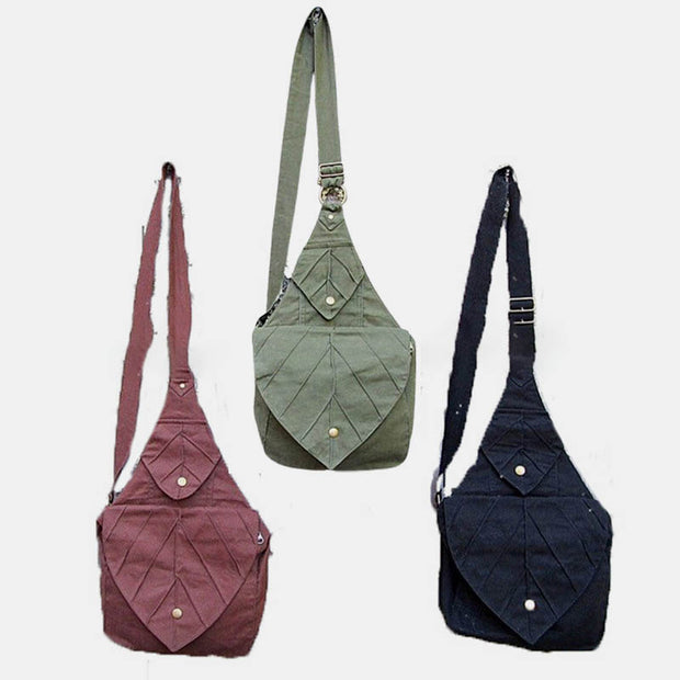 Leaf Shape One Shoulder Backpack Bookbag Canvas Crossbody Bag Messenger Purse