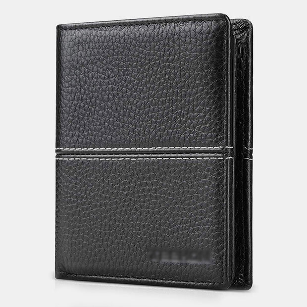 RFID Multi-Slot Genuine Leather Business Short Wallet