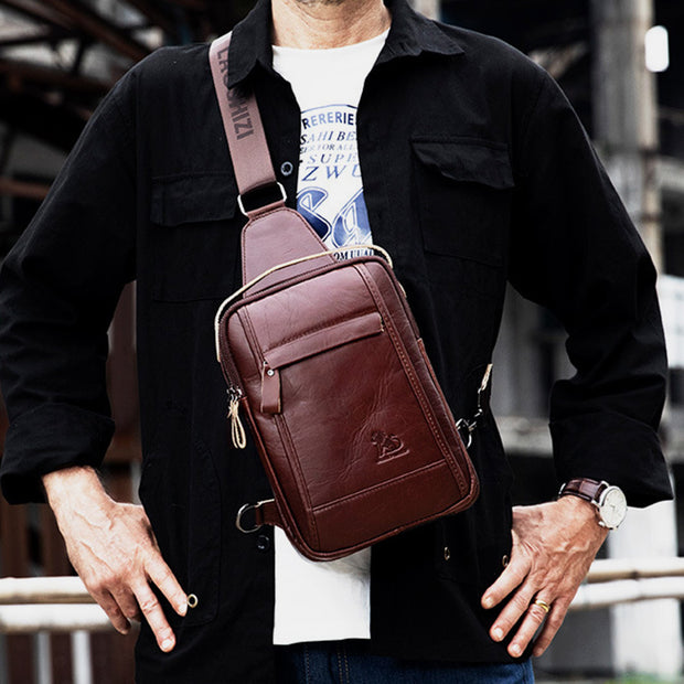 Waterproof Leather Retro Chest Bag
