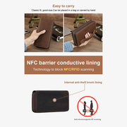 RFID Blocking Gentle Wallet Mens Business Genuine Leather Clutch