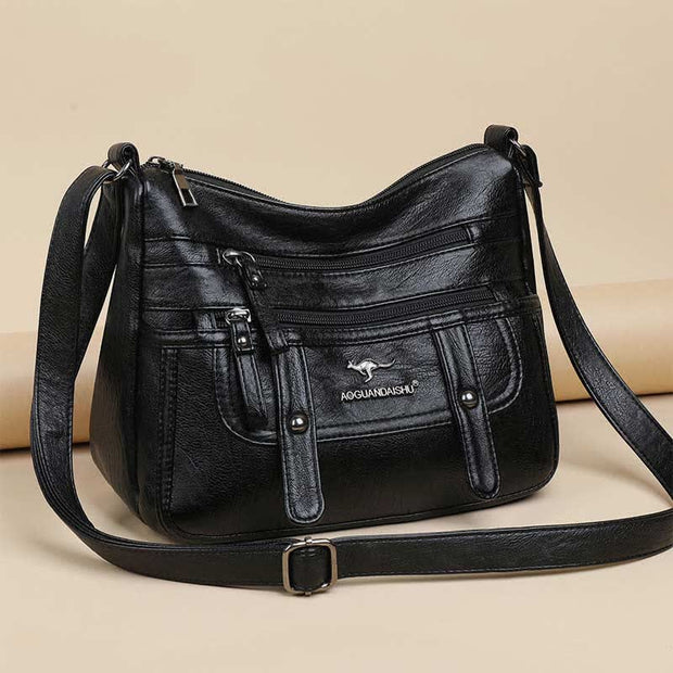 Crossbody Bag for Women Multi-Pocket Soft Leather Zipper Pocket Shoulder Purse