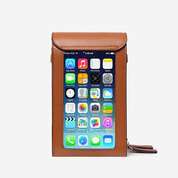 Large Capacity Elegant Crossbody Phone Bag With Clear Window