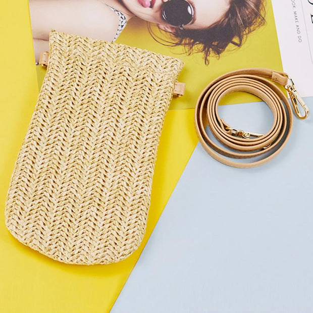Handmade Straw Woven Phone Bag Mini Crossbody Bag