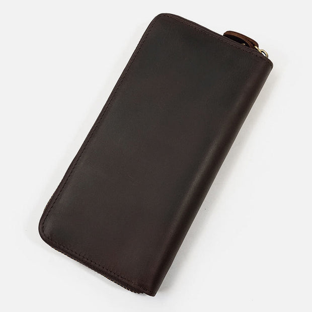 Long Wallet For Men RFID Retro Embossing Leather Phone Bag