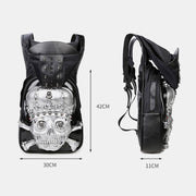 3D Skull Backpack Gothic Rivets Studded Laptop Backpack with Hoodie Cap