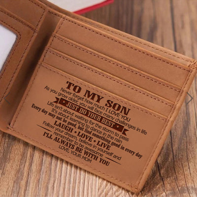 Thin Wallet For Family Laser Inscription Leather Purse Gift
