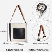 Large Leather Tote For Women Two Strap Crossbody Bucket Bag