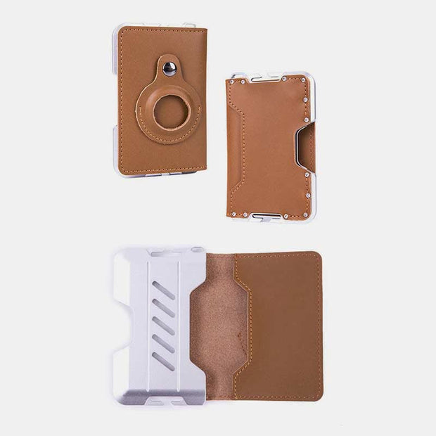 Genuine Leather Bifold Mens Leather Airtag Wallet BFID Blocking Card Holder