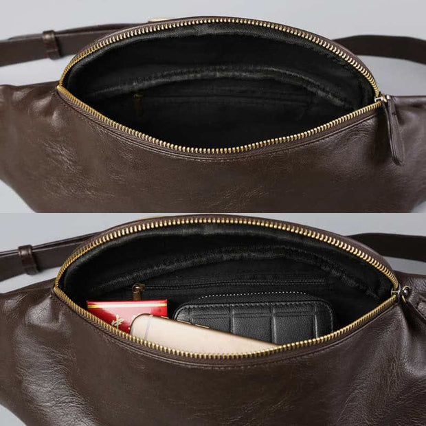 Small Leather Sling Bag Crossbody Personal Pocket Bag Chest Shoulder Backpack