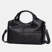 Soft Leather Handbags Stitching Solid Large Capacity Shoulder Bag