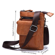 Men's Outdoor Leather Multi-function Waist Bag