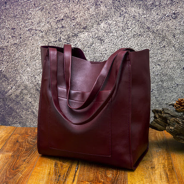 Vintage Leather Tote Multipurpose Shoulder Handbag Laptop Bag Fits 14" Laptop