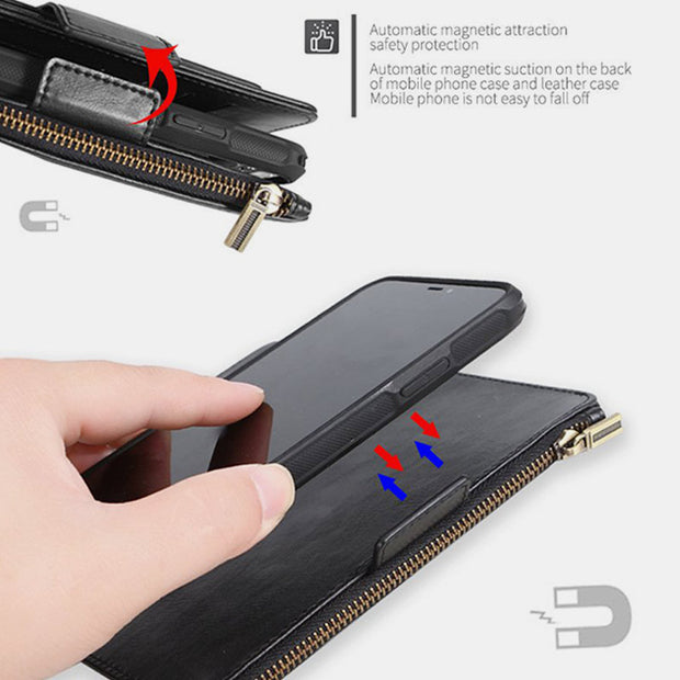 Phone Case For iPhone Detachable Magnetic Phone Bag With Wrist Strap