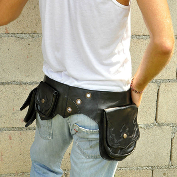 Waist Bag For Men Multi Pocket Rivet Punk Style Daily Bag