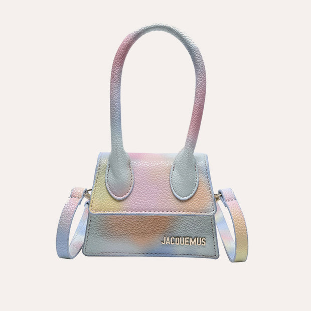 Tie-dye Candy Color Handbag Top Handle Bag Pouch with Crossbody Strap