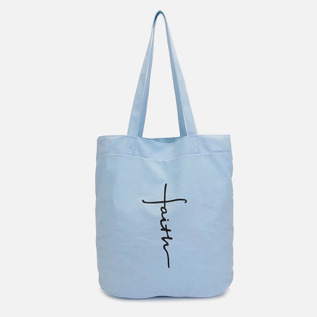 Simple Canvas Linen Tote Vertical Large Market Shoulder Bag