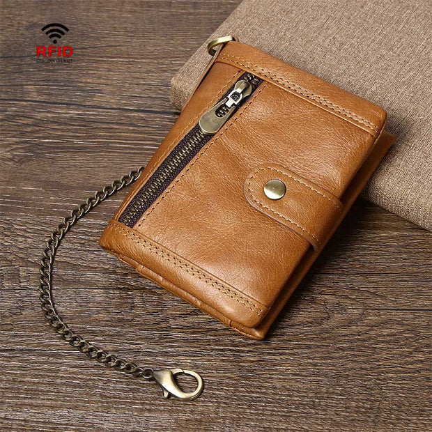 RFID Anti-theft Classic Wallet With Chain