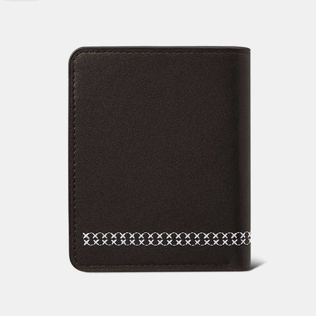 Men's Trifold Embroidery PU Leather Wallet RFID Blocking Card Holder