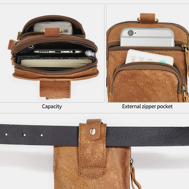 Retro Genuine Leather Business Waist Bag