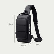 Anti-theft Men's Waterproof Sling Backpack Shoulder Bag with USB Charging Port