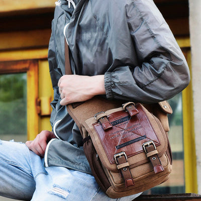 Crossbody Bag For Men Retro Multifunctional Canvas Daily Messenger Bag