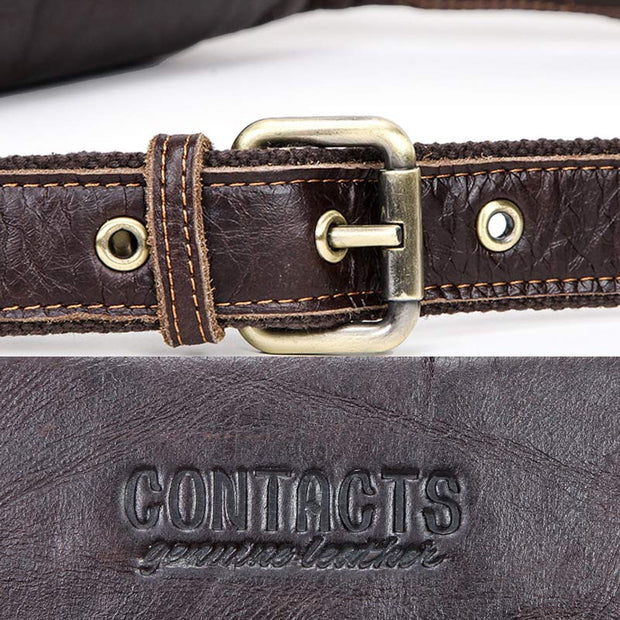 Genuine Leather Waist Bag Fanny Pack Chest Bag with Adjustable Belt