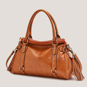 Top-Handle Satchel Handbag for Women Leather Tote Shoulder Bag with Crossbody Strap