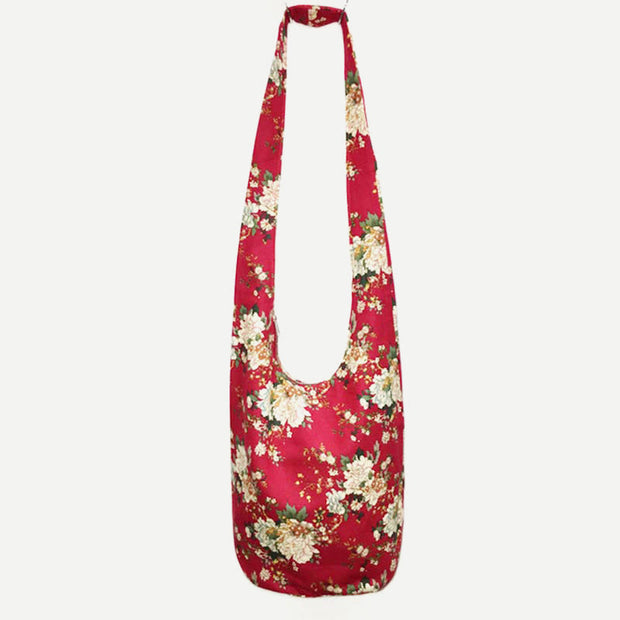 Shoulder Bag for Women Printing Flower Daily Cotton Crossbody Bag