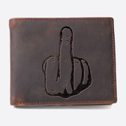 One Finger Salute Engrave Wallet For Men RFID Purse