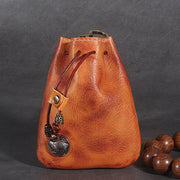 Multiple Use Genuine Leather Drawstring Pouch Coin Purse Jewelry Storage Bag