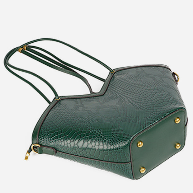 Underarm Bag For Commuter Snakeskin Grain Leather Shoulder Purse