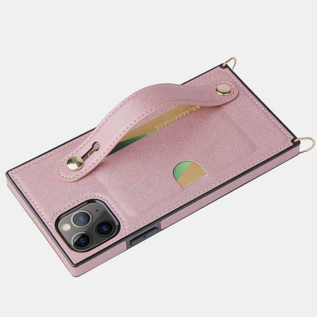 Compatible with iPhone 11/12/13/14 Phone Case Card Holder with Crossbody Strap