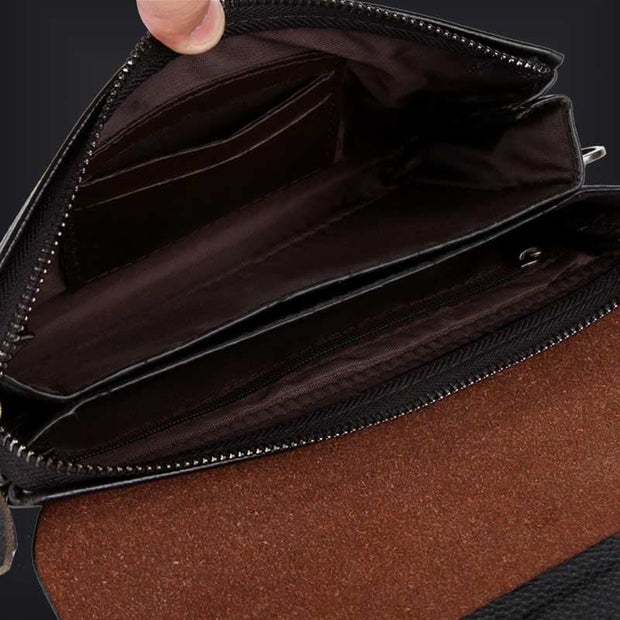 Leather Clutch for Men Large Capacity Wristlet Long Wallet Hand Bags
