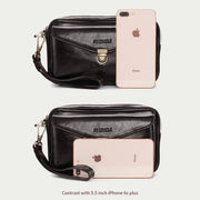 Real Leather Clutch Purse Business Handbag Wrist Bag Fit 7.9" Cellphone