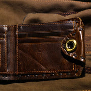 Retro Cowhide Leather Bifold Wallet Credit Card Holder for Men