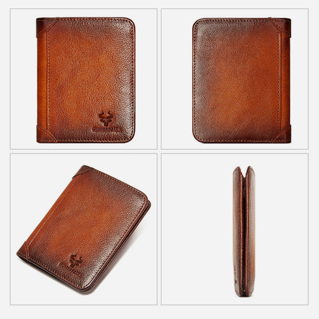 Ultra Thin Trifold Wallet For Men RFID Leather Short Purse