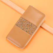 Large Capacity Women's Leather Zip Around Long Wallet Clutch Phone Holder