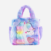 Handbag For Kids Cute Cartoon Embroidered Plush Unicorn Crossbody Bag