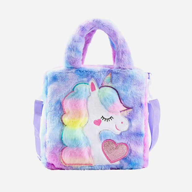 Handbag For Kids Cute Cartoon Embroidered Plush Unicorn Crossbody Bag
