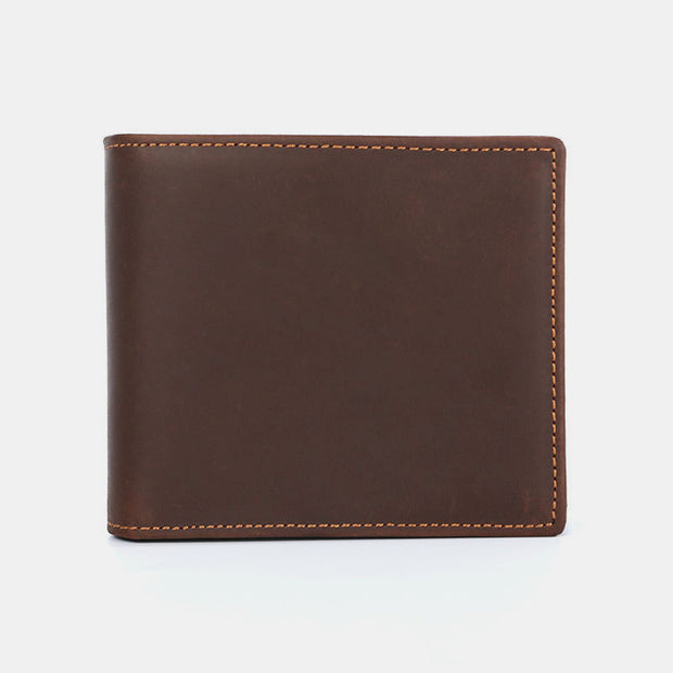 RFID Crazy Horse Leather Bifold Vintage Wallet