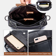 Large Capacity Real Leather Messenger Bag Crossbody Shoulder Purse Fit 9.7in iPad