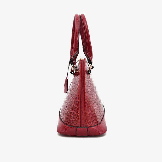 Crocodile Grain Crossbody Bag Stylish Shell Shape Top Handbag