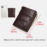 Women's RFID Blocking Bifold Wallet Retro Cowhide Leather Wallet with Chain
