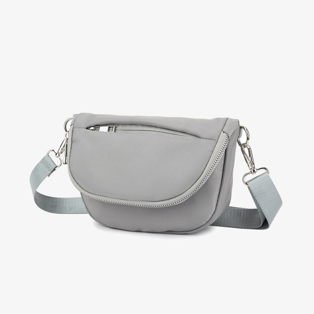 Crescent Crossbody Bag For Women Minimalist Solid Color Nylon Purse