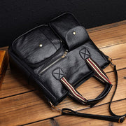 Multi-pocket Tote Bag for Women PU Leather Shoulder Bag Crossbody Handbag