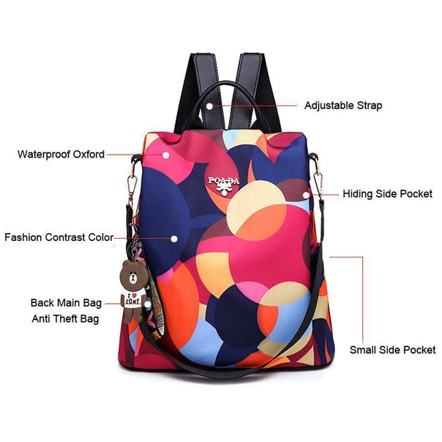 Anti-theft Floral Print Waterproof Backpack