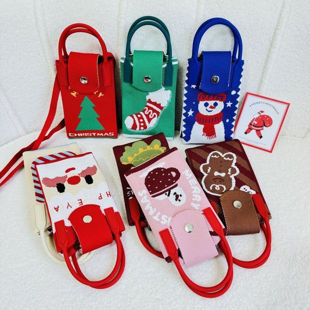 Christmas Style Phone Bag For Women Knitted Crossbody Bag